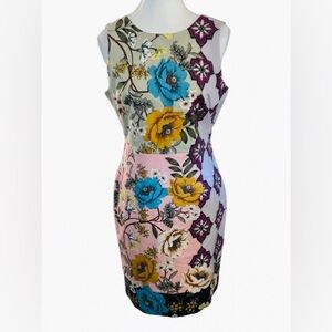 Anthropologie Alissa MAEVE Floral Dress 8 Petite Designer Boho Pink Green Cotton